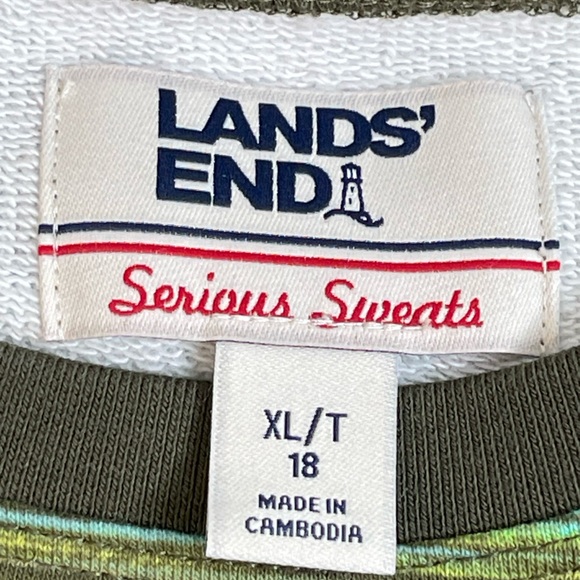 Lands' End Long Sleeve Sweatshirt Tunic Size 18/XL Tall Green Stripe - Picture 6 of 6